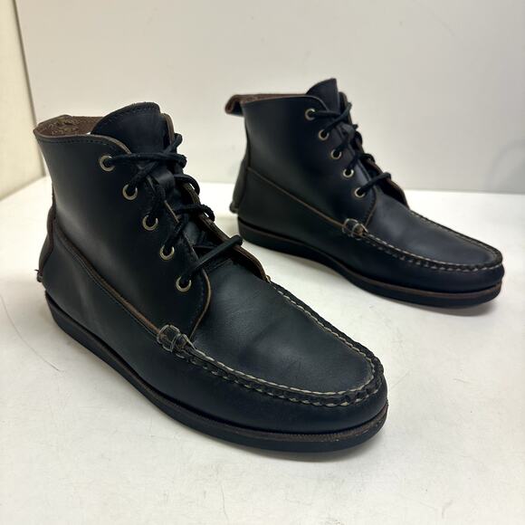 EUC Rancourt & Co x Club Monaco 5-Eyelet Mid Ranger Moc Boot Black Made in USA 7 main image 7